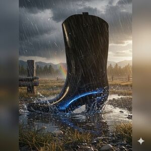 Cowgirl Rubber Patent Rain Boots